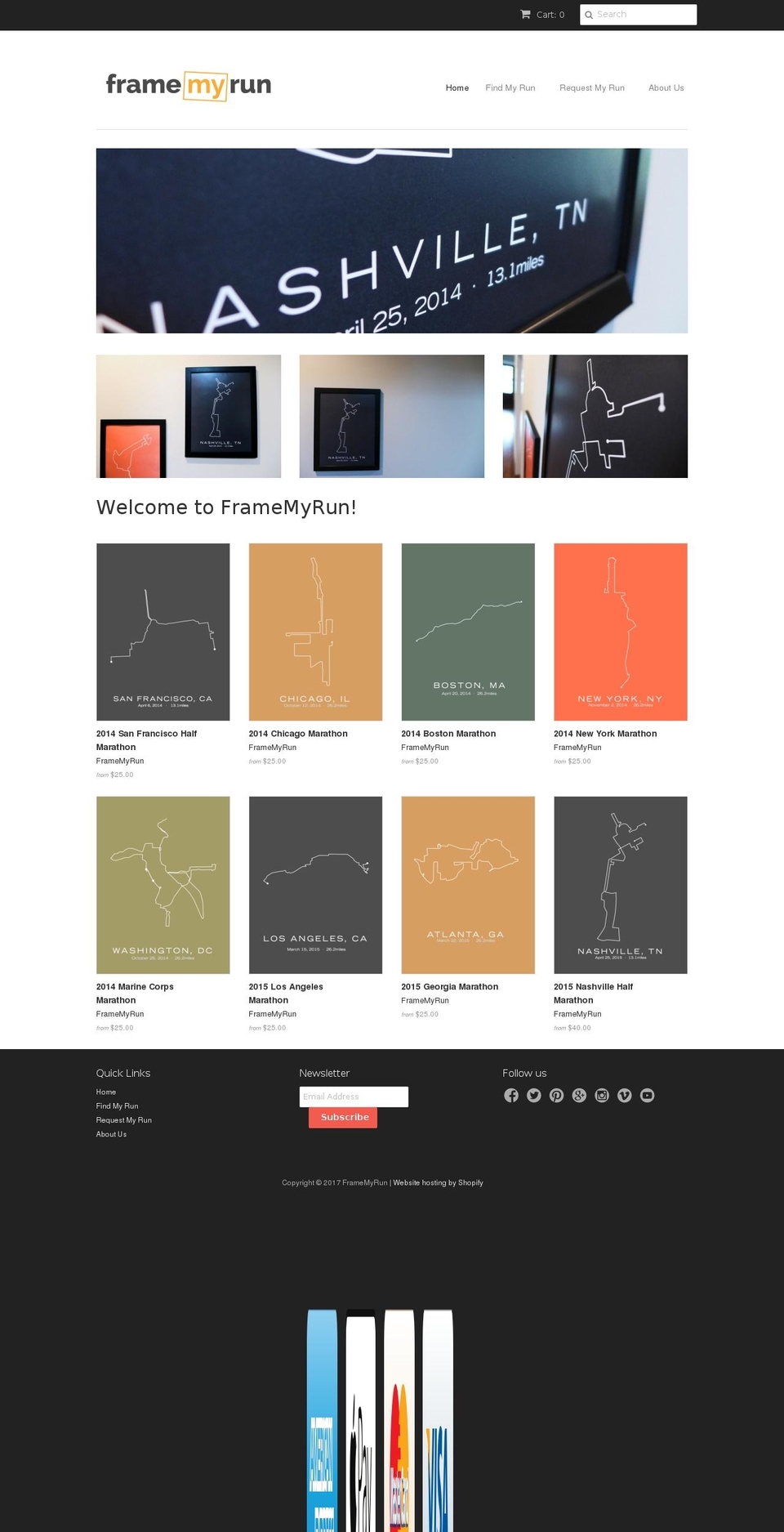 framemyrun.com shopify website screenshot