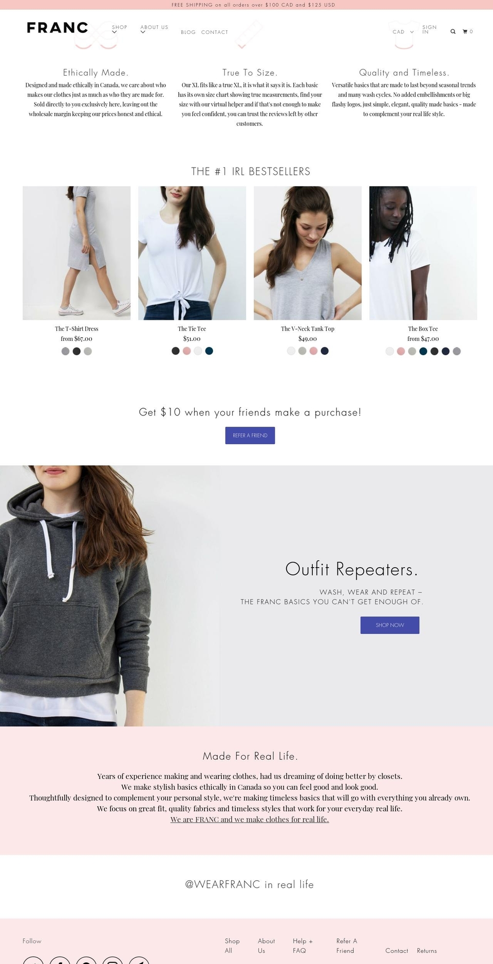 francclothing.com — Shopify storefront screenshot