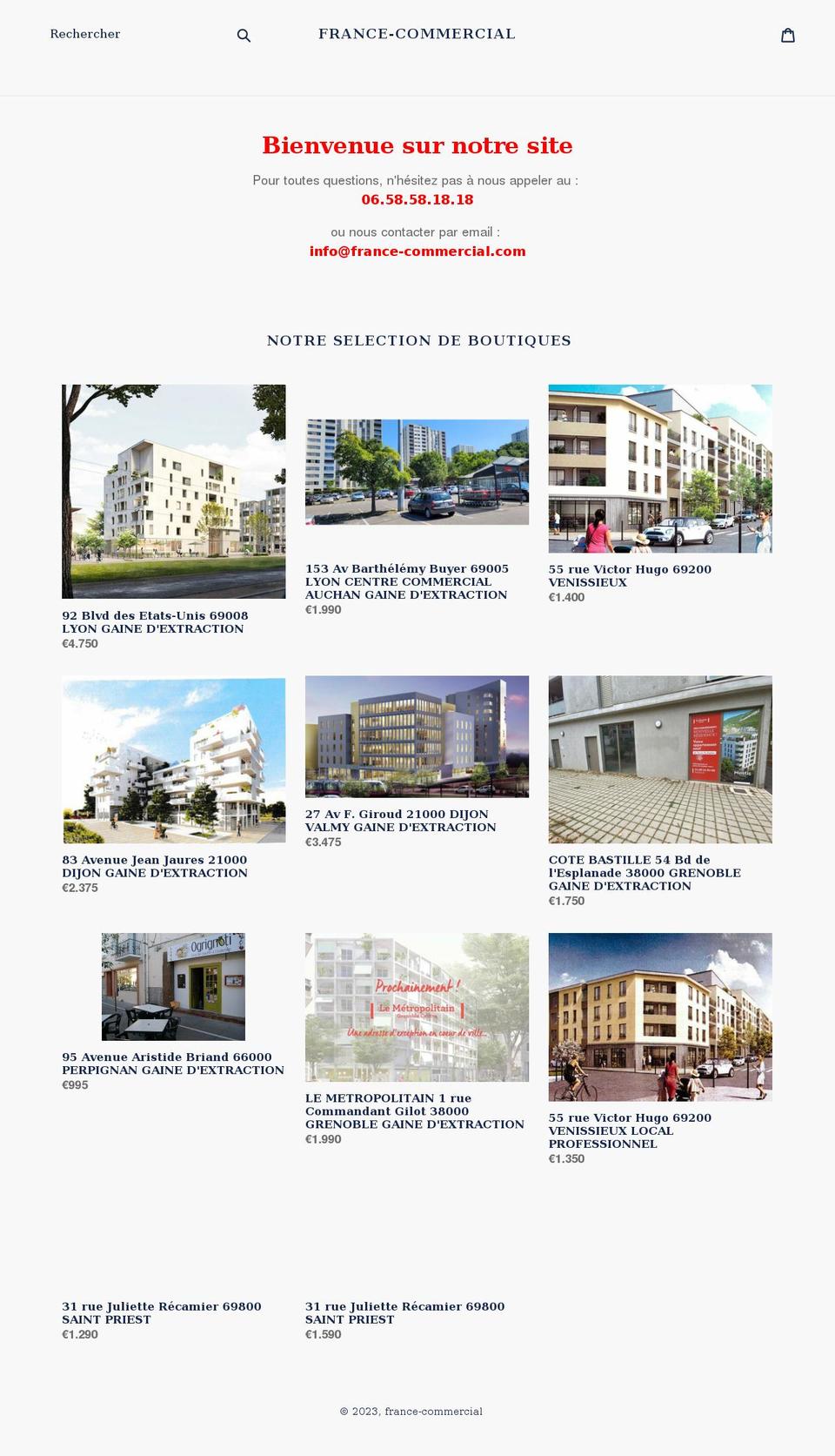 france-commercial.com — Shopify storefront screenshot