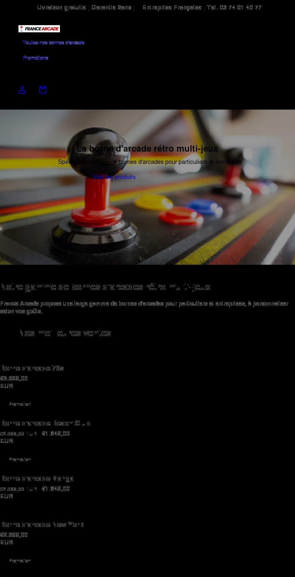 francearcade.com shopify website screenshot