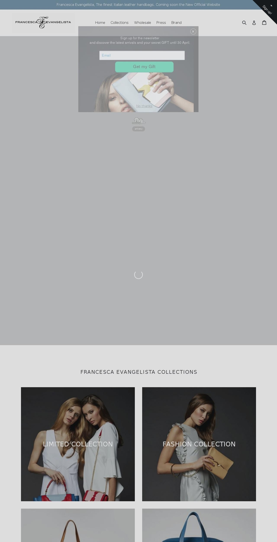 francescaevangelista.com shopify website screenshot