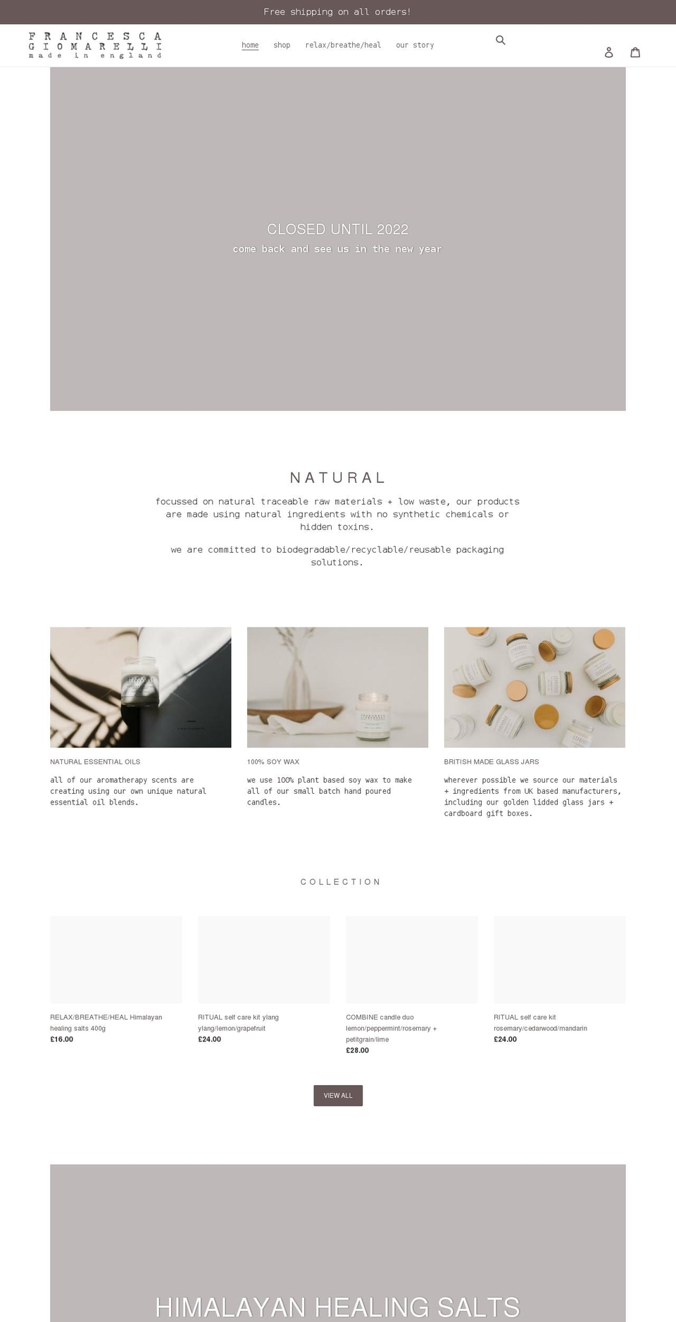 francescagiomarelli.com shopify website screenshot