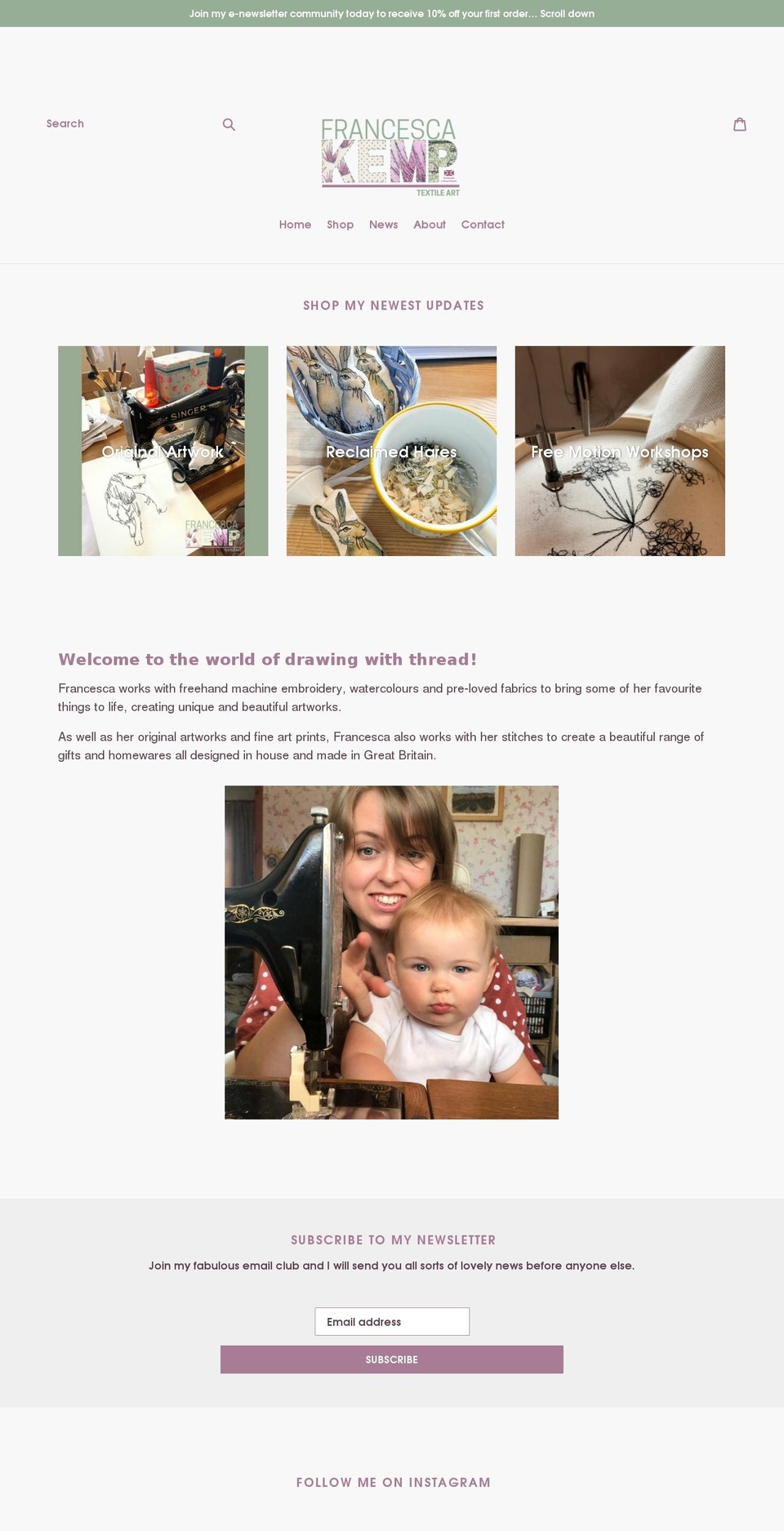 francescakemp.co.uk shopify website screenshot