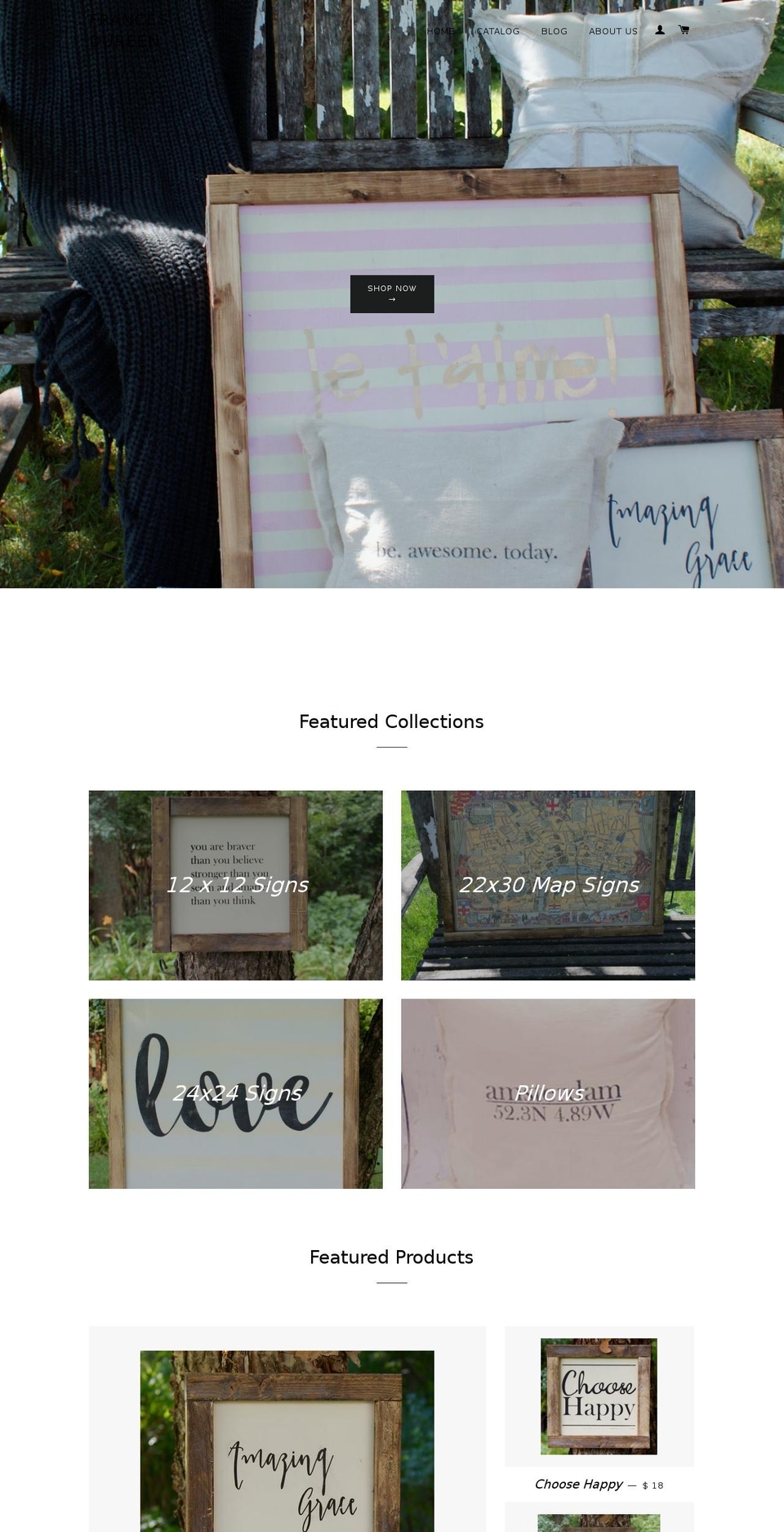 francesdureen.com shopify website screenshot