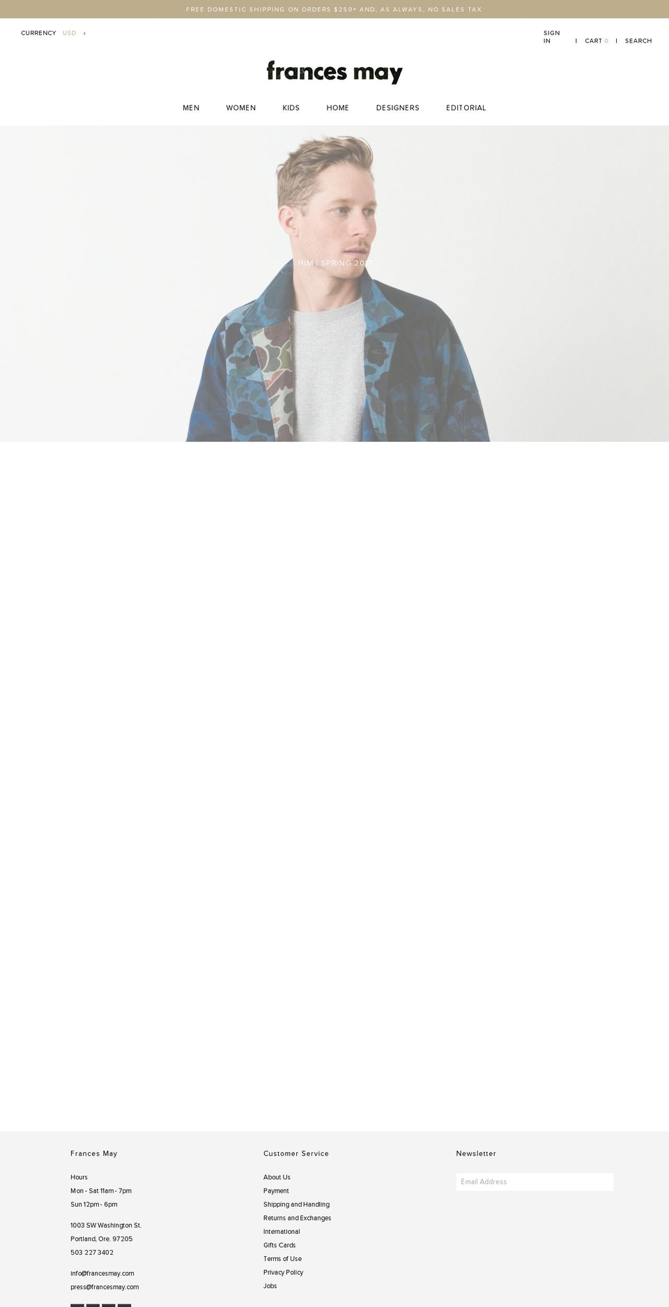 francesmay.com shopify website screenshot