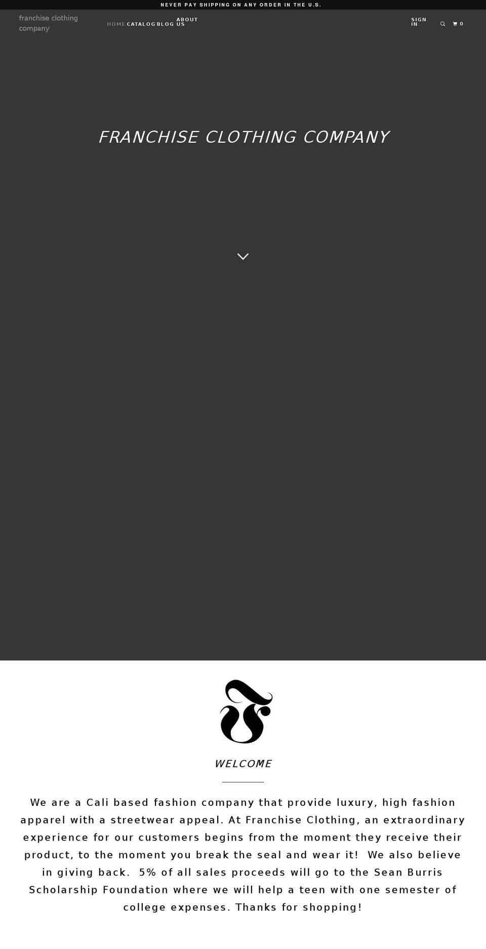 franchiseclothingcompany.com shopify website screenshot