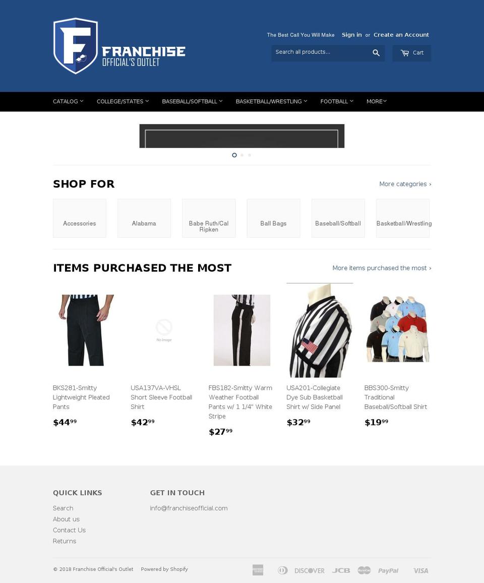 franchiseofficial.com shopify website screenshot