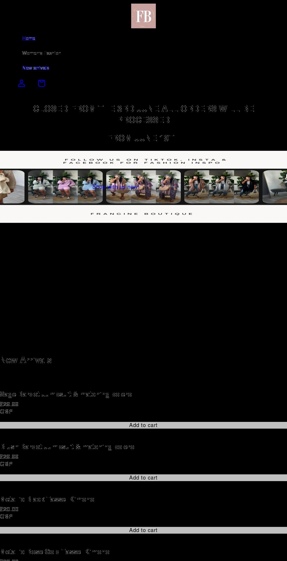 francineboutique.com shopify website screenshot