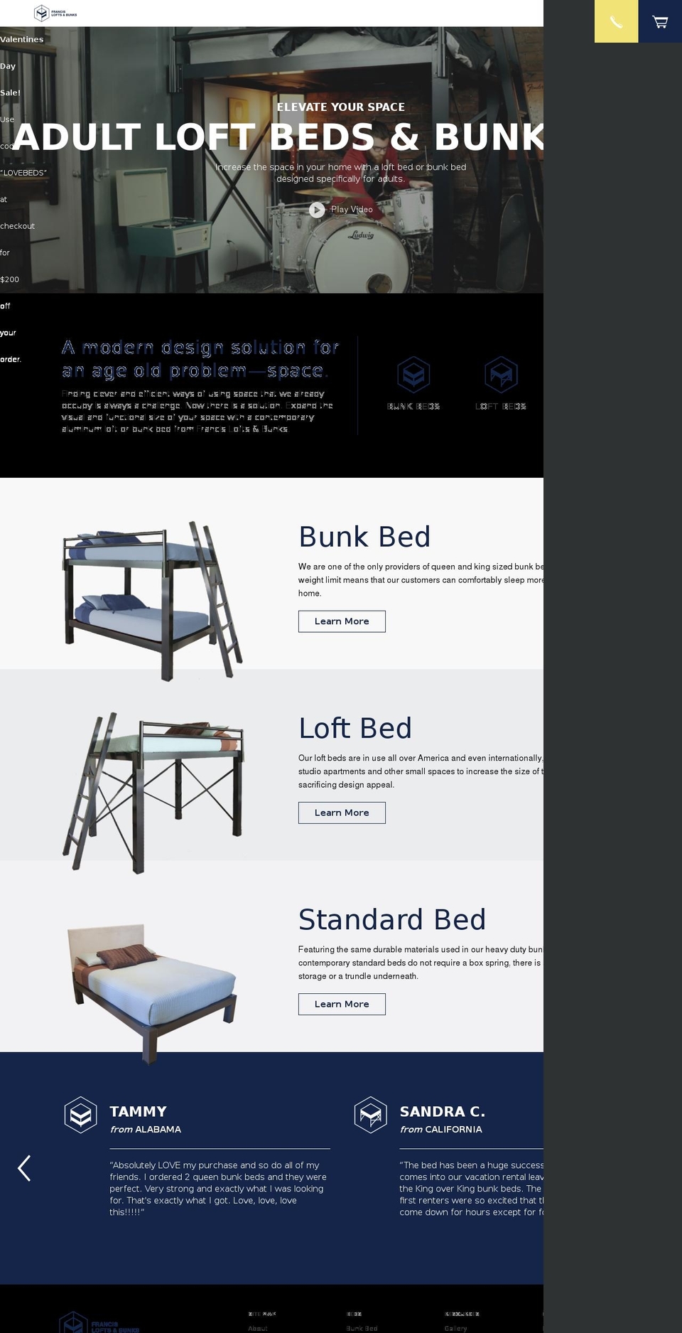 francisbeds.com shopify website screenshot