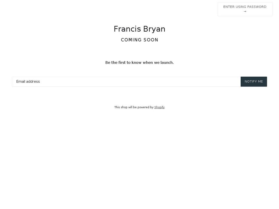 francisbryan.com — Shopify storefront screenshot