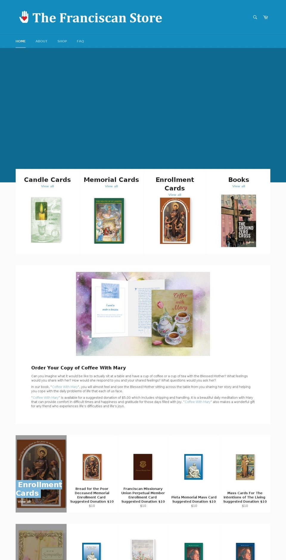 franciscanstore.org shopify website screenshot
