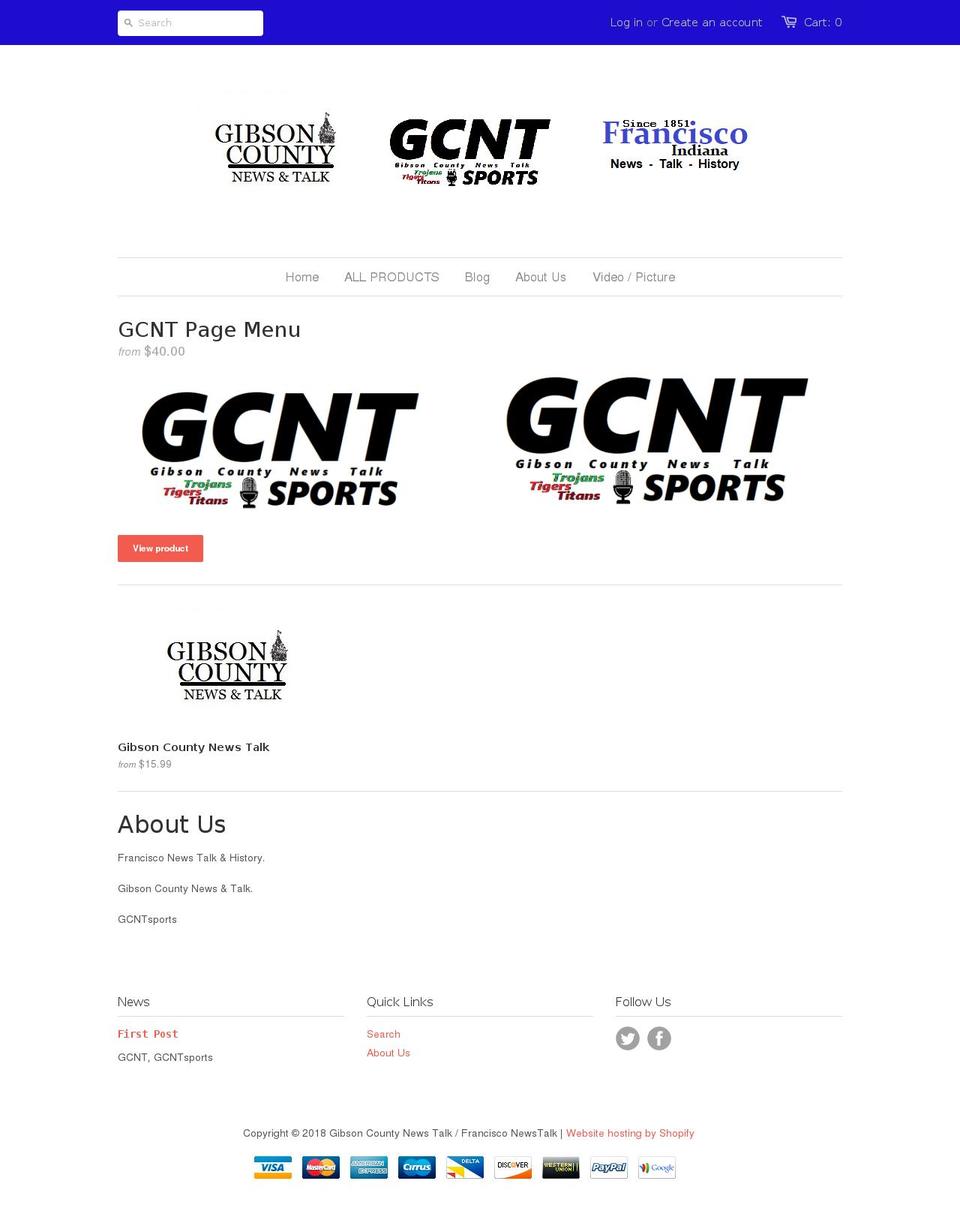 franciscoindiana.com — Shopify storefront screenshot