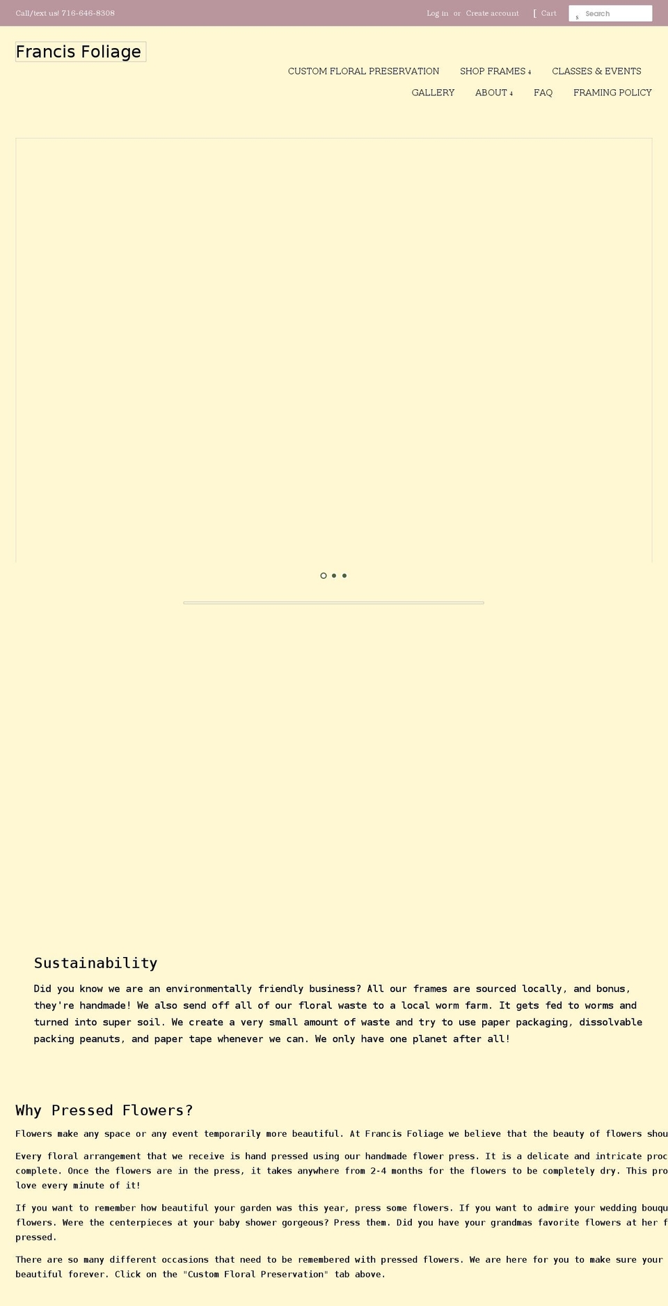 francisfoliage.com shopify website screenshot