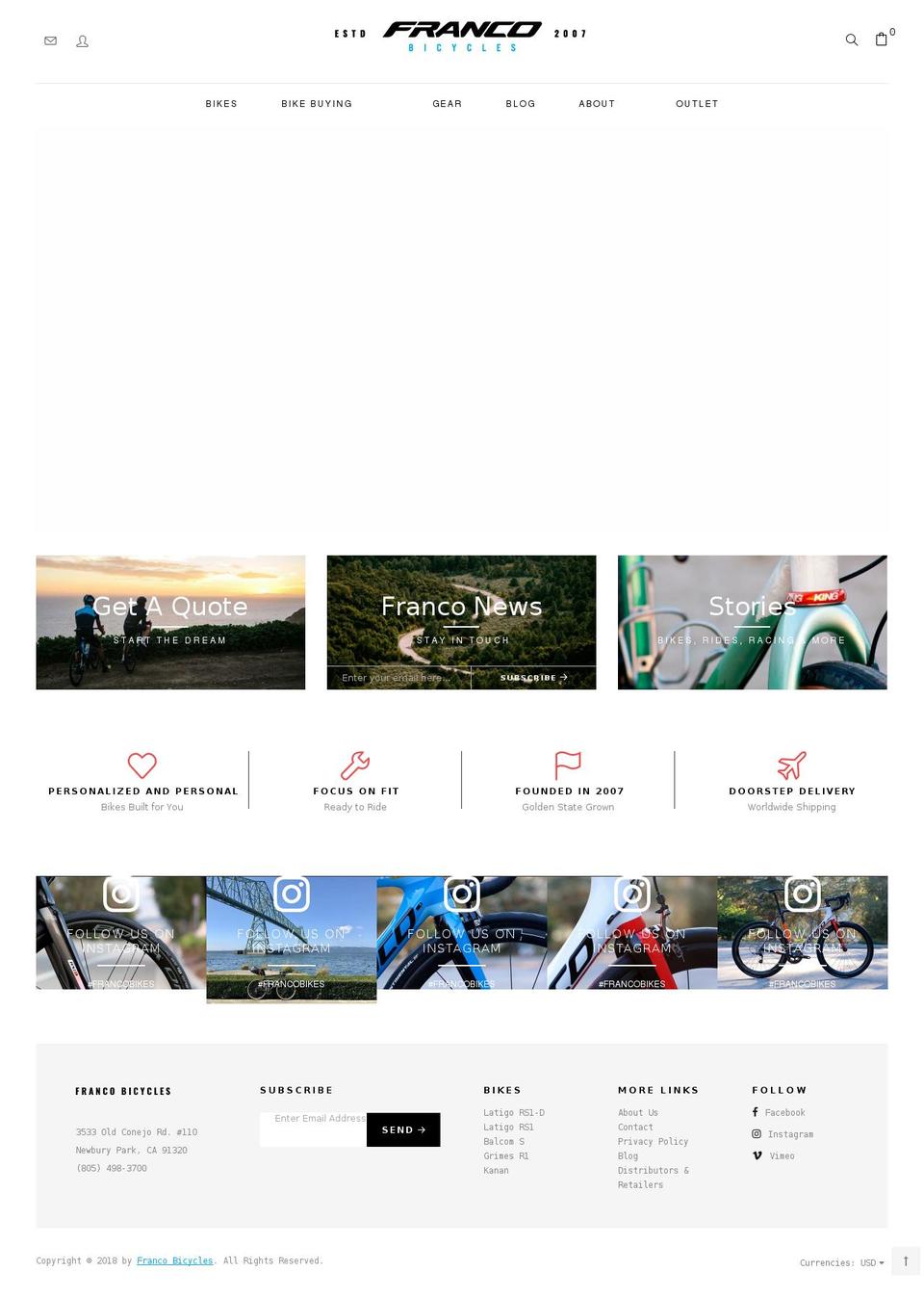 Franco - Final Shopify theme site example francocycling.com