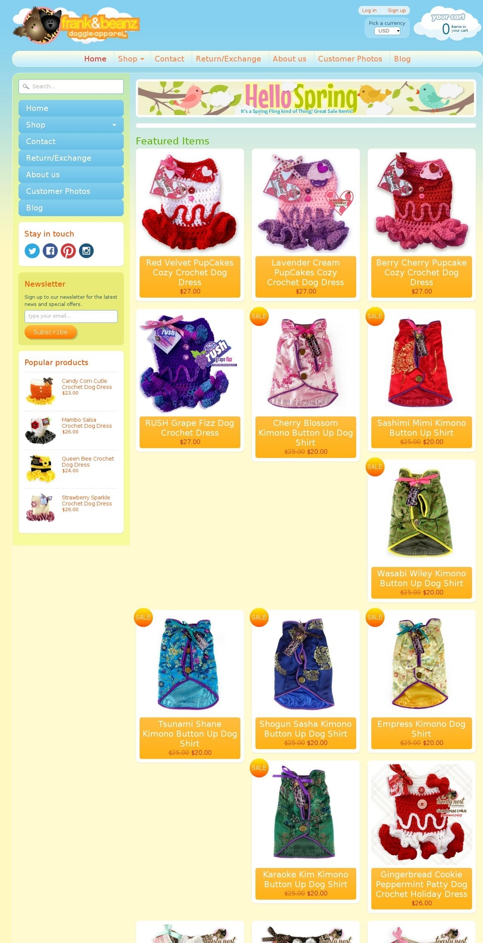 frankandbeanz.com shopify website screenshot