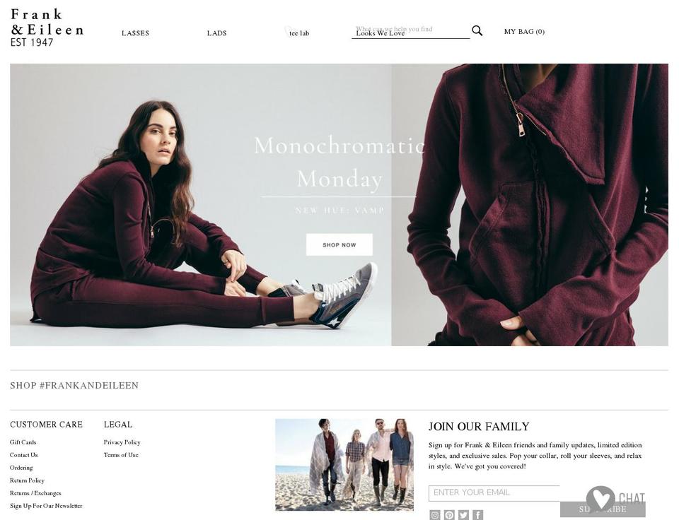 Frank \u0026 Eileen by SDG Shopify theme site example frankandeileen.net