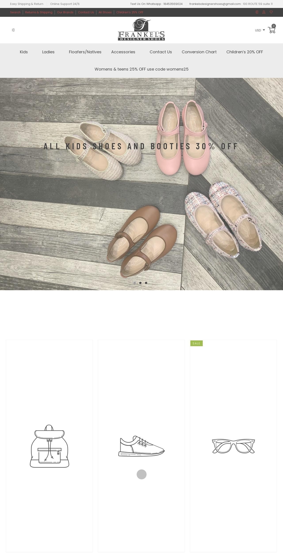 frankelsshoes.com shopify website screenshot