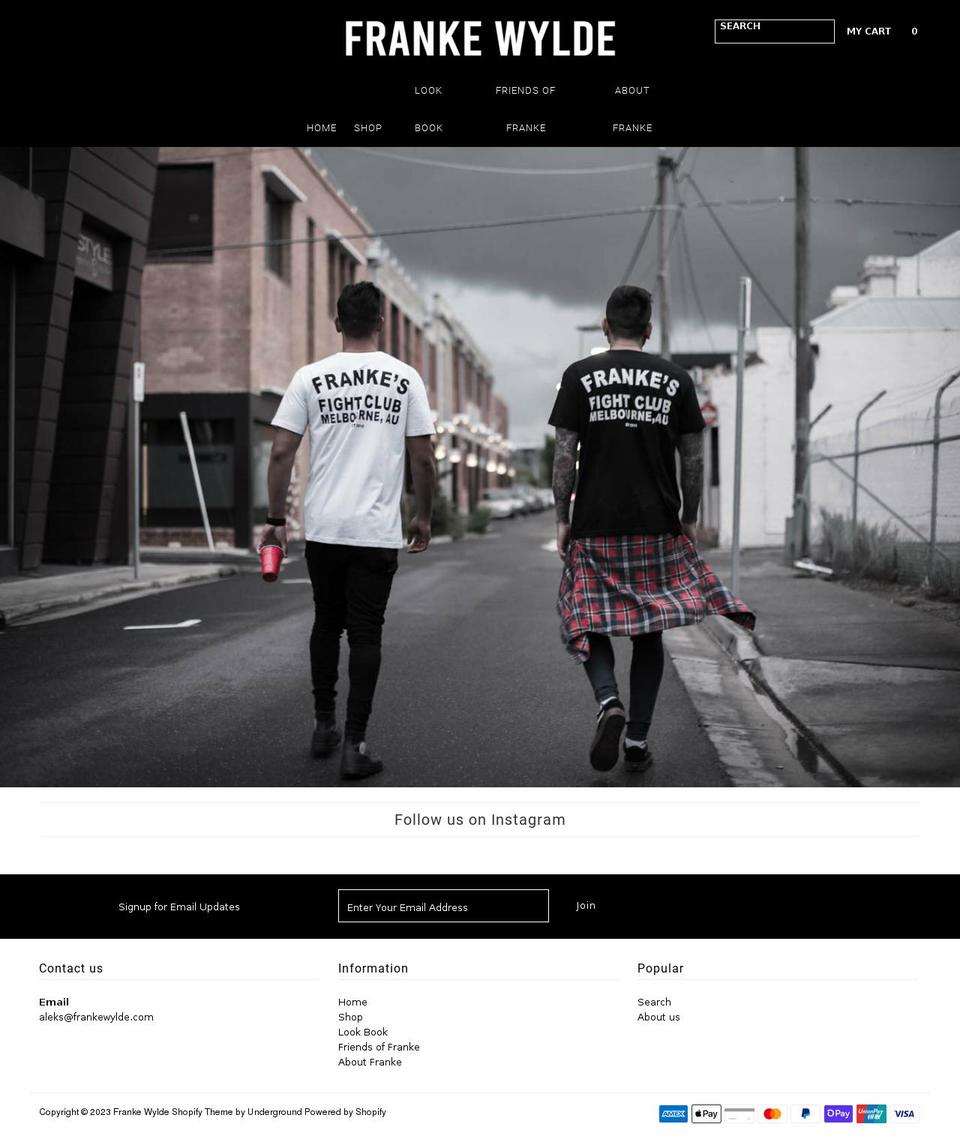 frankewylde.com shopify website screenshot