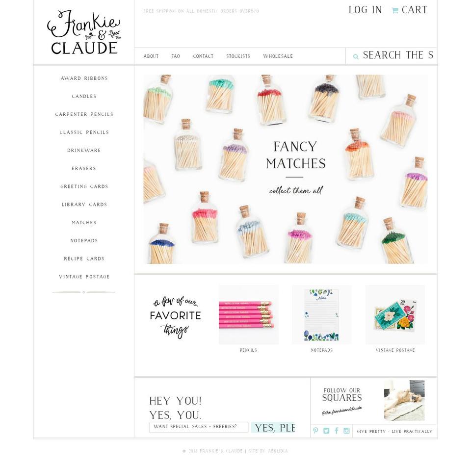 Frankie and Claude-Pretty w\/ wholesale Jun1 Shopify theme site example frankieandclaude.com