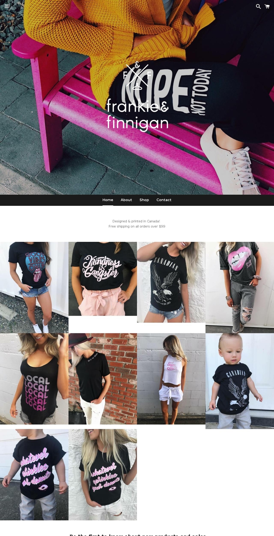 frankieandfinnigan.ca shopify website screenshot