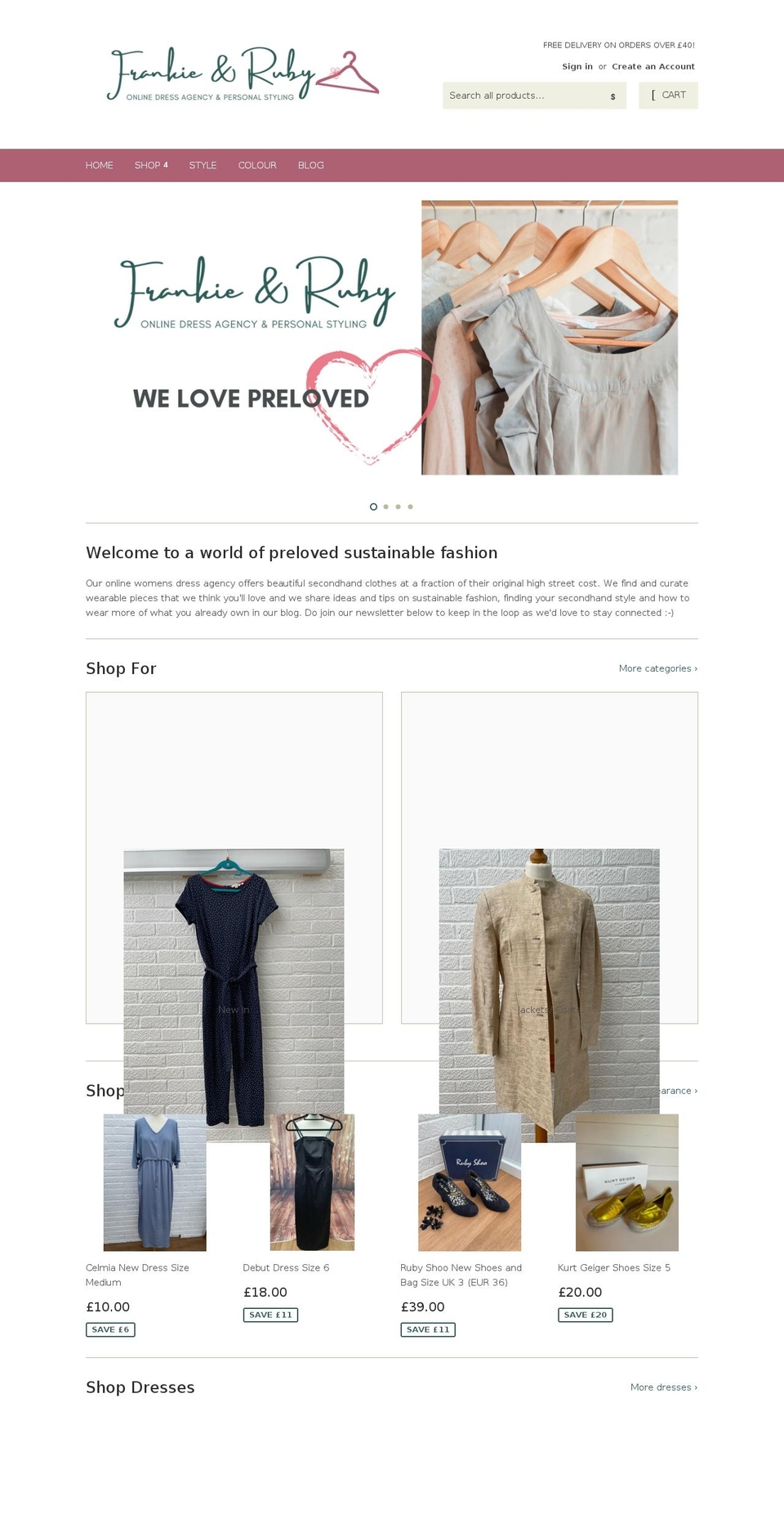 frankieandruby.co.uk shopify website screenshot