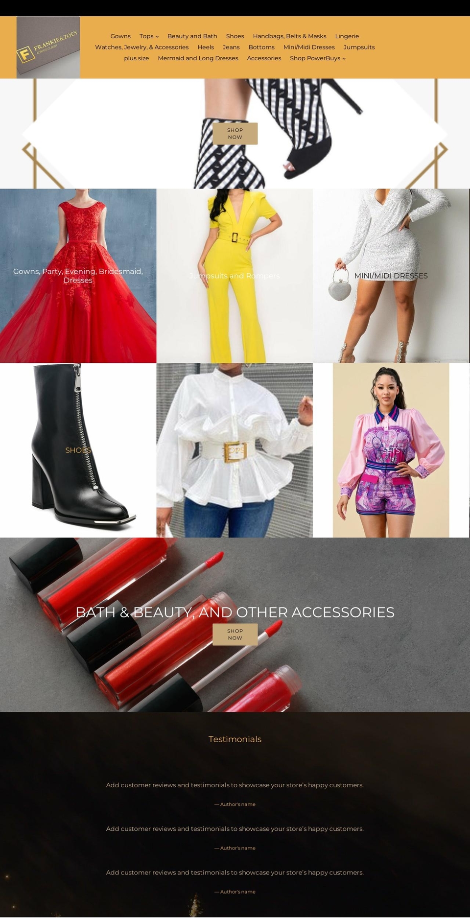 frankieandzoeysboutique.com shopify website screenshot