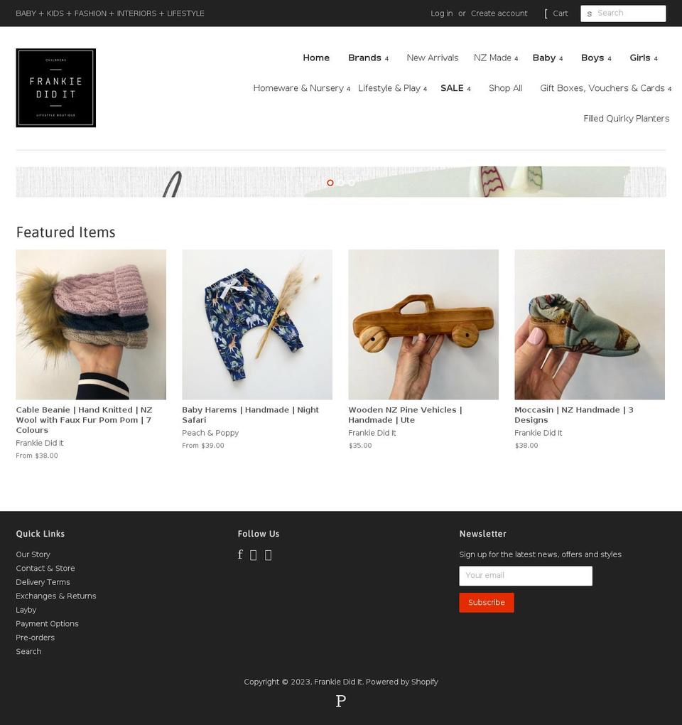 frankiedidit.co.nz shopify website screenshot