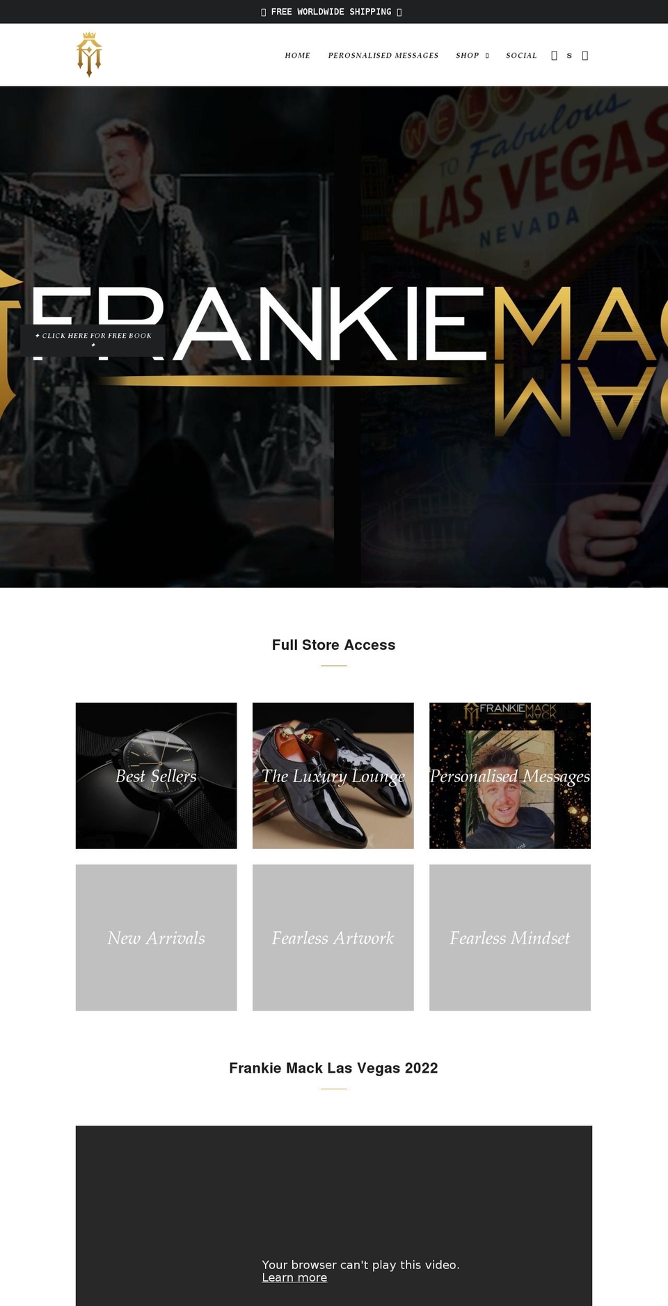 frankiemackofficial.com shopify website screenshot