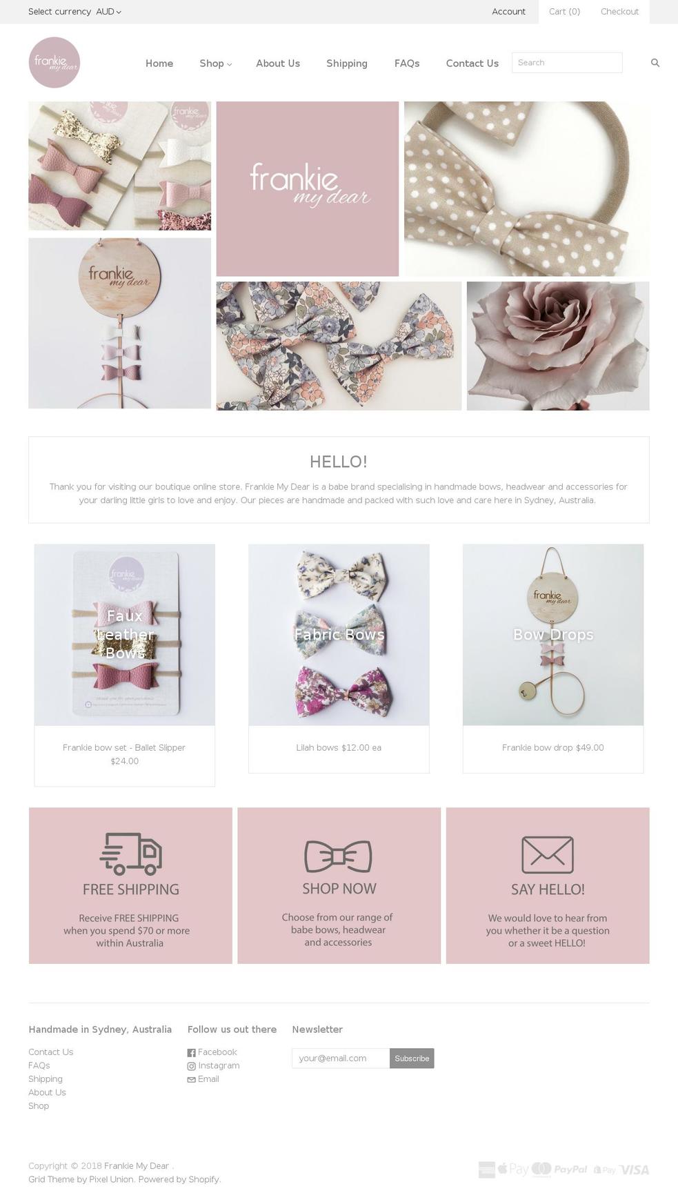 frankiemydear.com — Shopify storefront screenshot