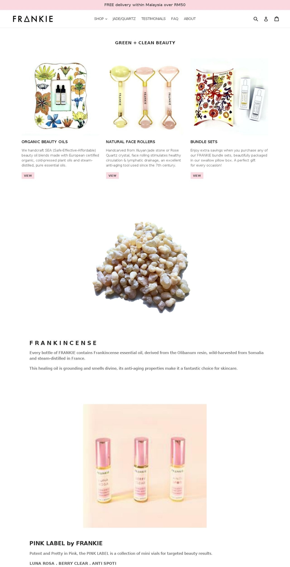 frankieoil.com — Shopify storefront screenshot