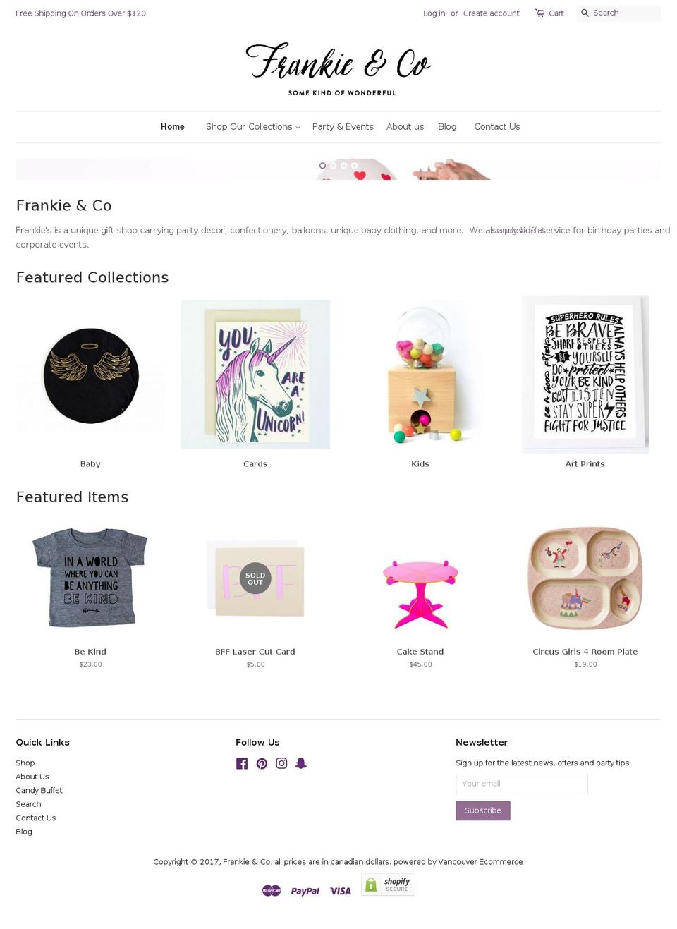 frankiescandybar.com shopify website screenshot
