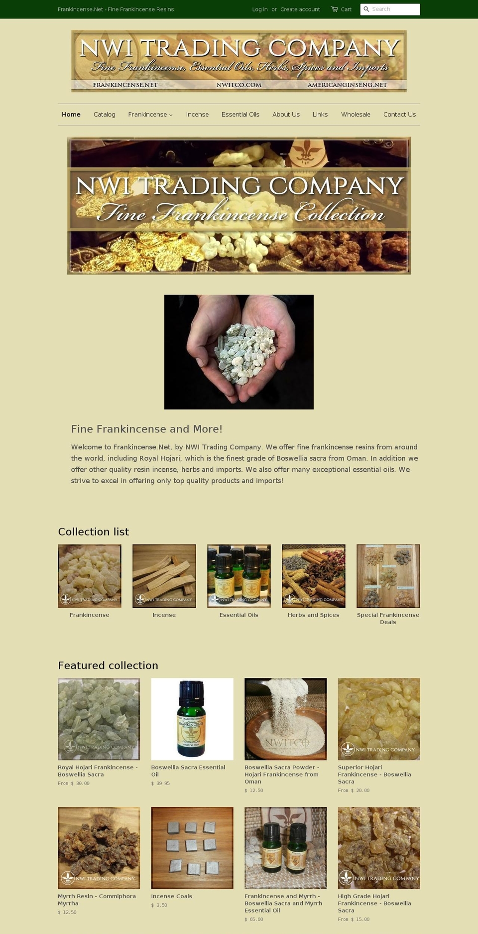 frankincenseroad.com shopify website screenshot