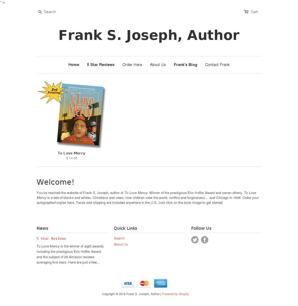 frankjoseph.com — Shopify storefront screenshot