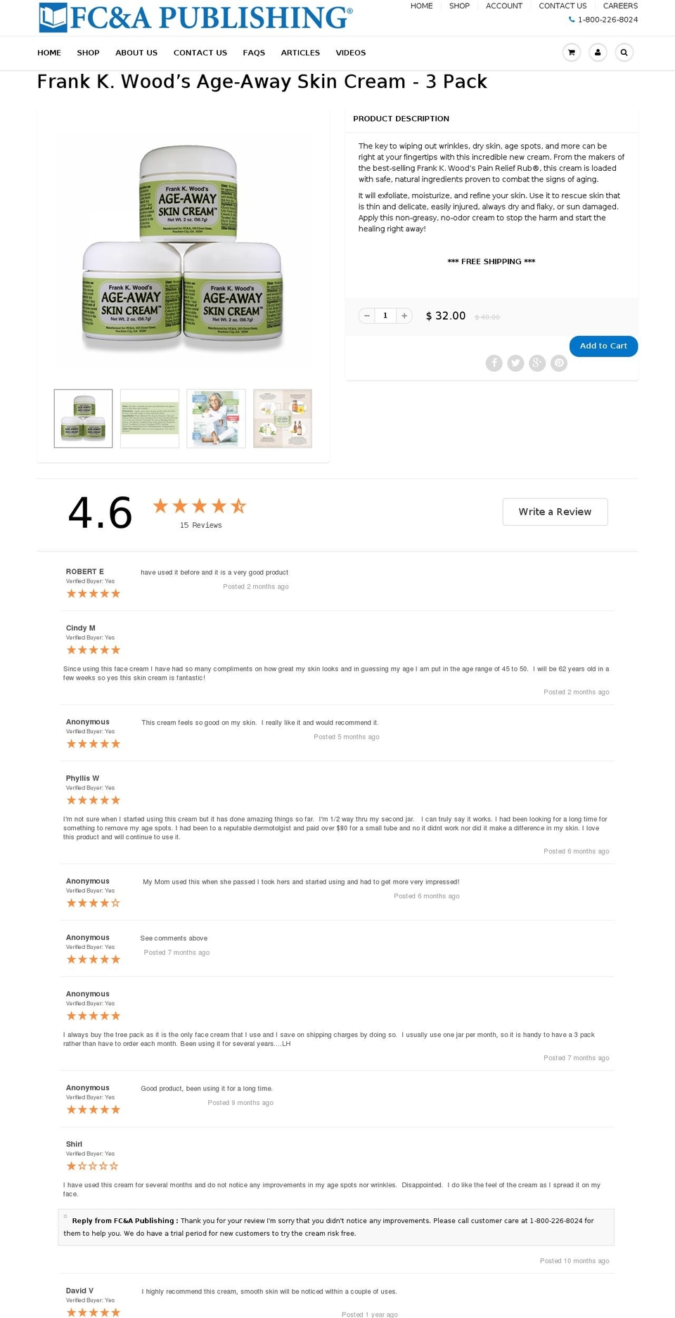 frankkwoodsageawaycream.com — Shopify storefront screenshot