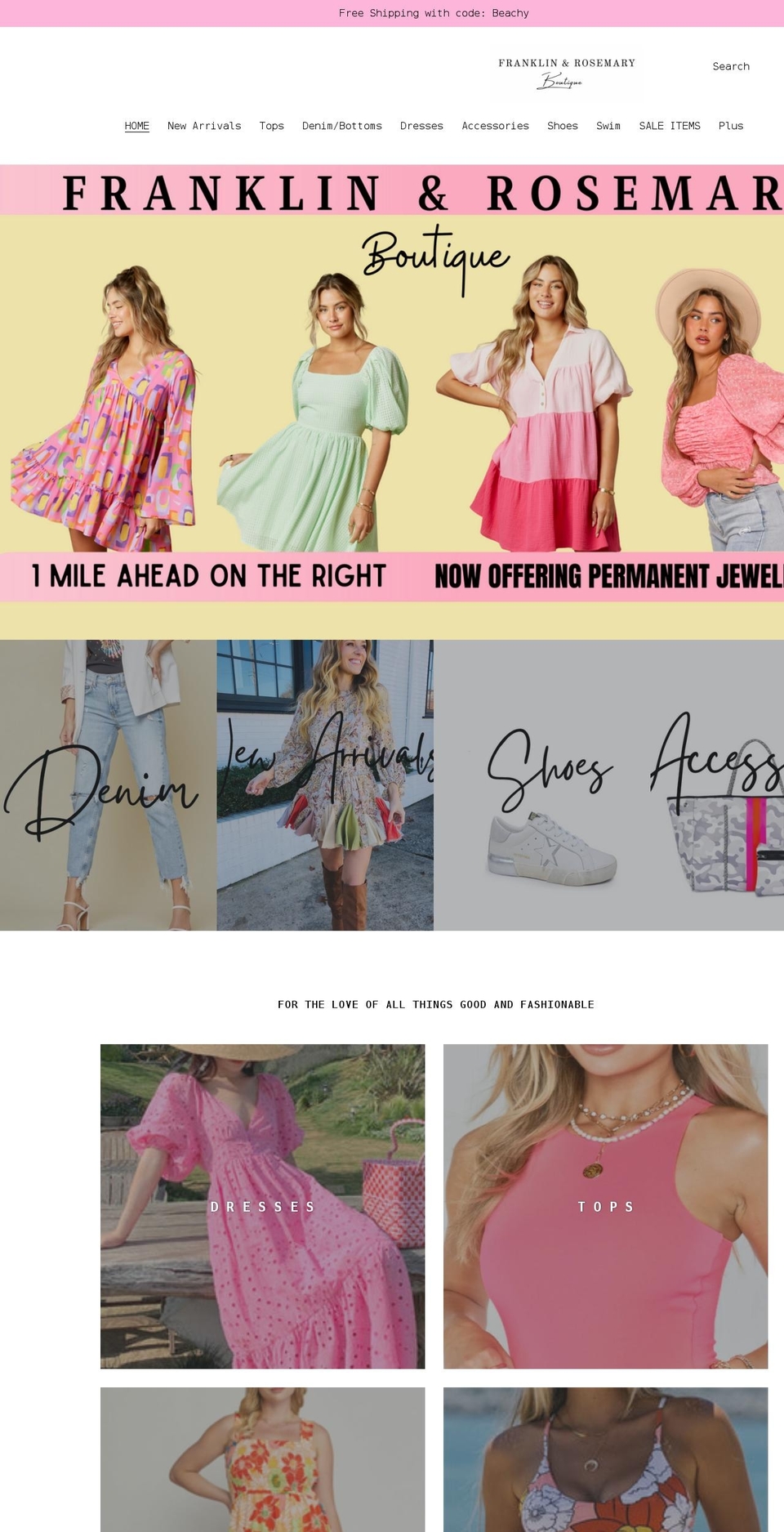 franklinandrosemaryboutique.com shopify website screenshot