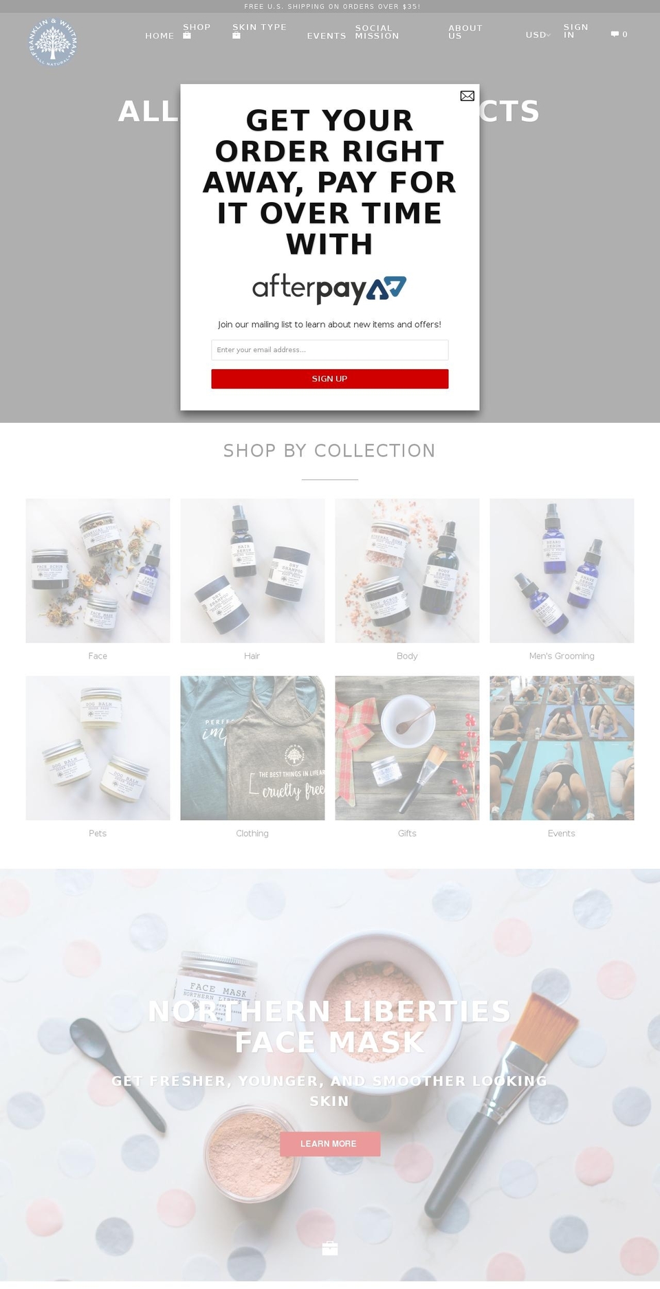 franklinandwhitman.com shopify website screenshot