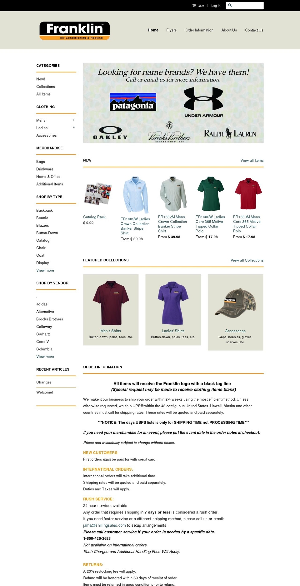 franklincompanystore.com shopify website screenshot