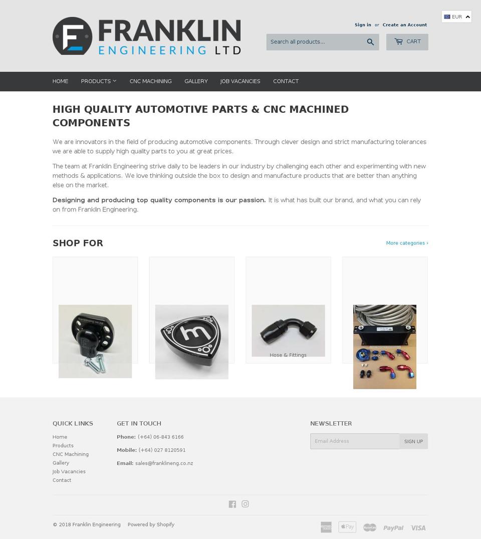 franklineng.co.nz shopify website screenshot