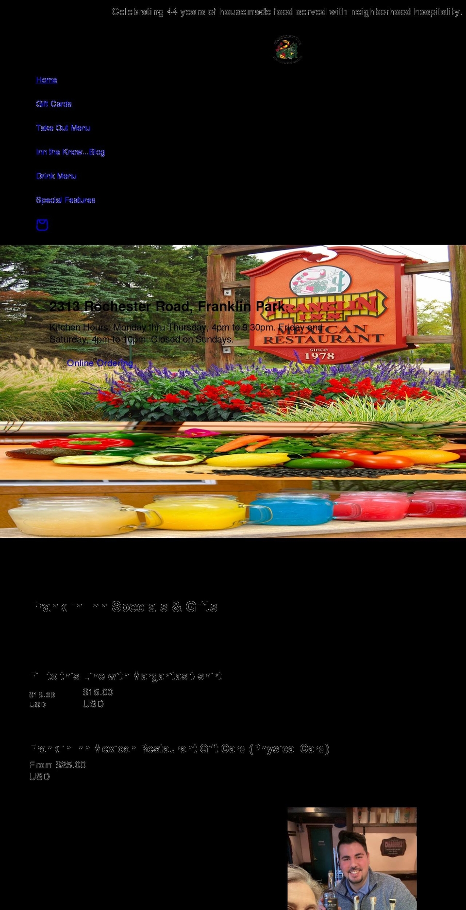 franklininnshop.com shopify website screenshot