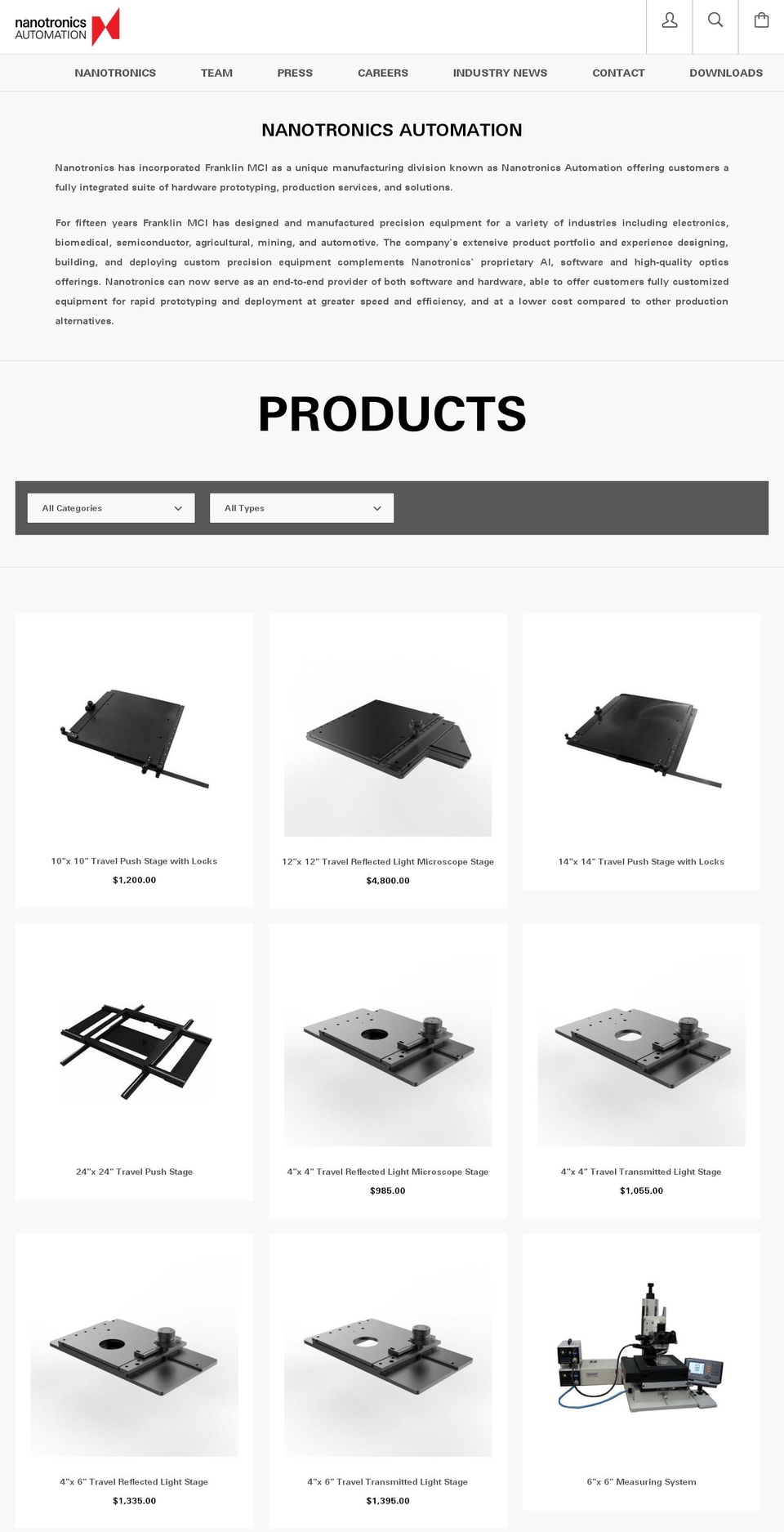 franklinmci.com shopify website screenshot