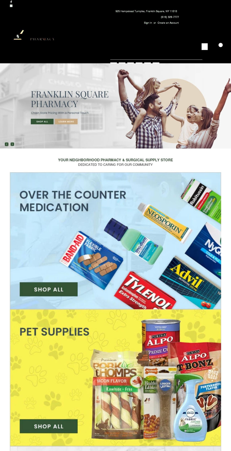 franklinsquarepharmacy.com shopify website screenshot
