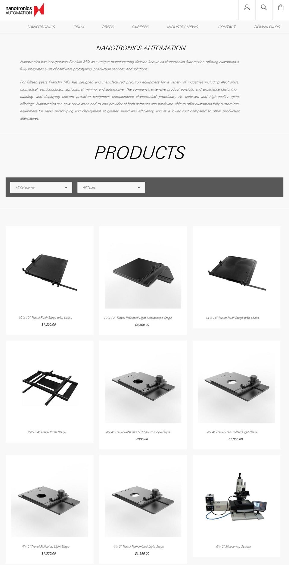 franklinstages.com shopify website screenshot