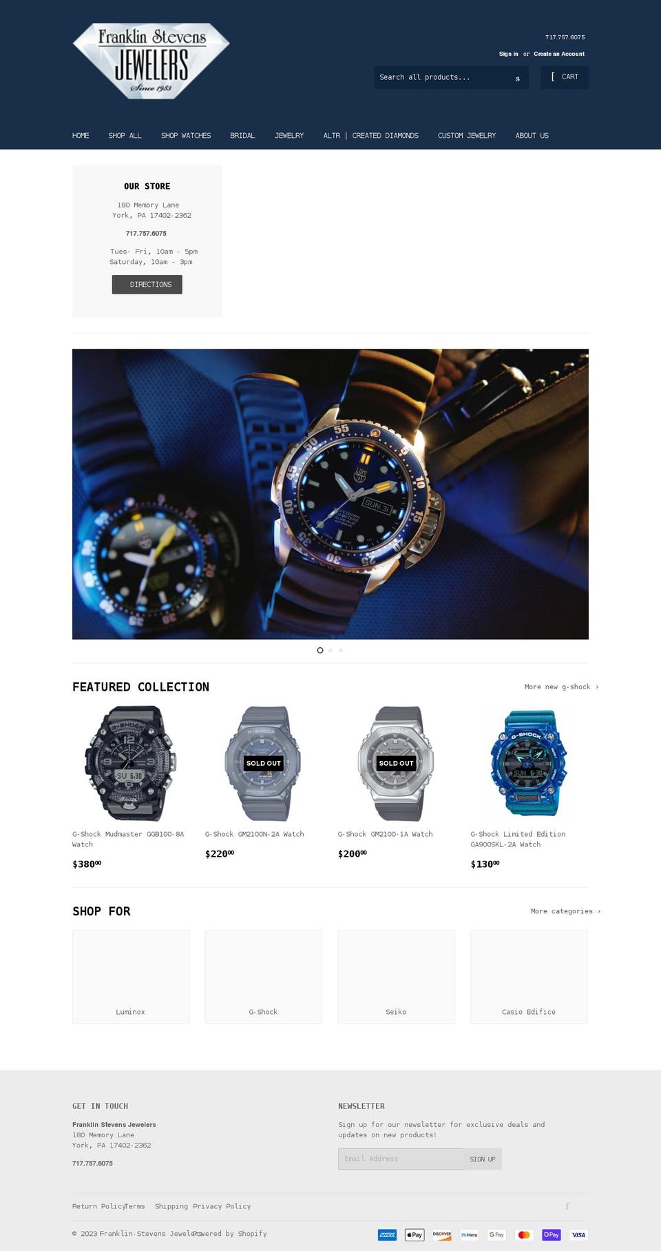 franklinstevensjewelers.com shopify website screenshot