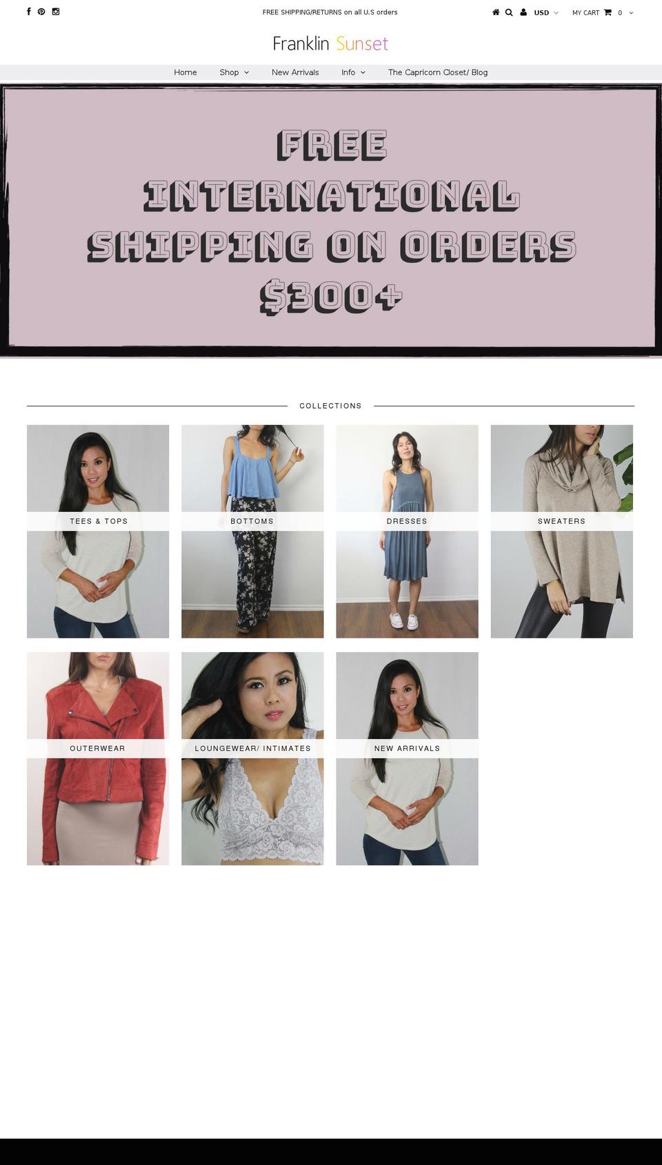 franklinsunset.com — Shopify storefront screenshot