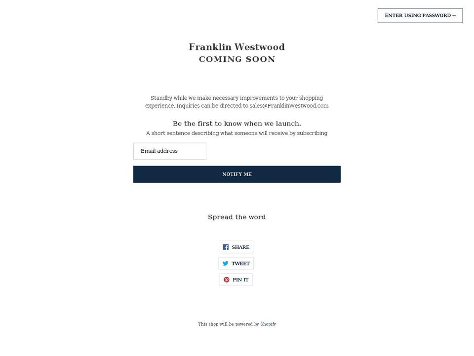 Optimized by ITG Shopify theme site example franklinwestwood.com