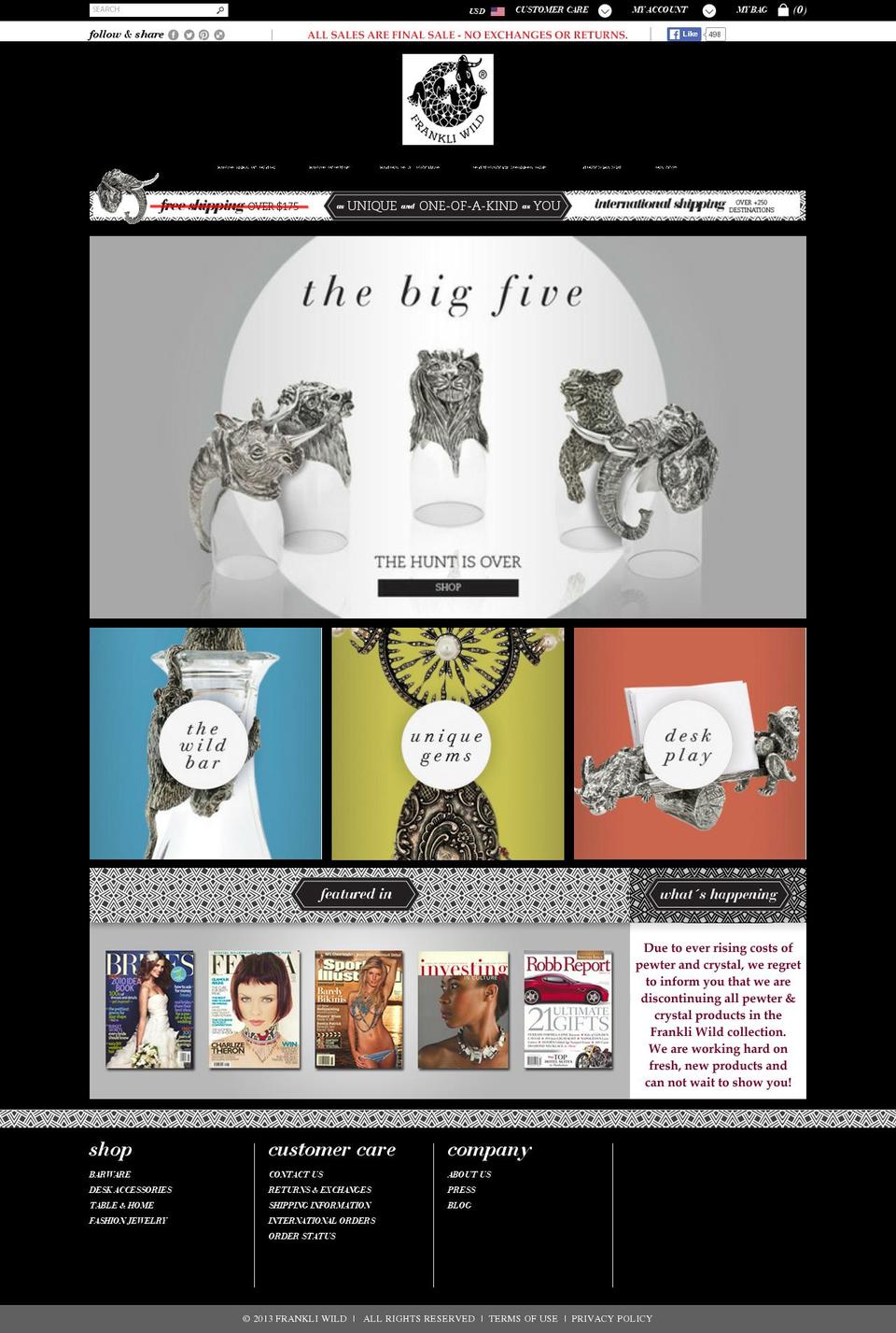 frankliwild.com shopify website screenshot