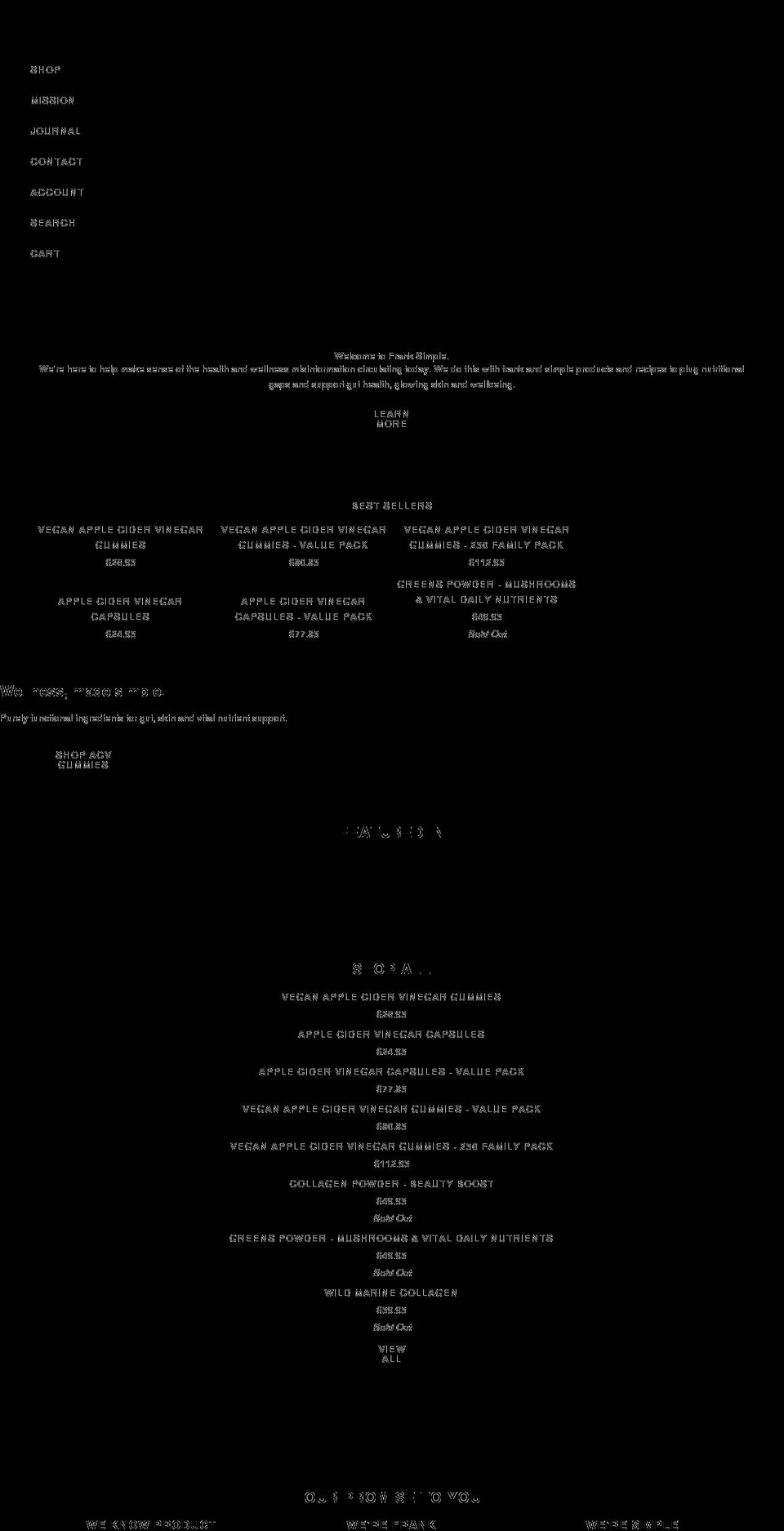 franksimple.com.au shopify website screenshot
