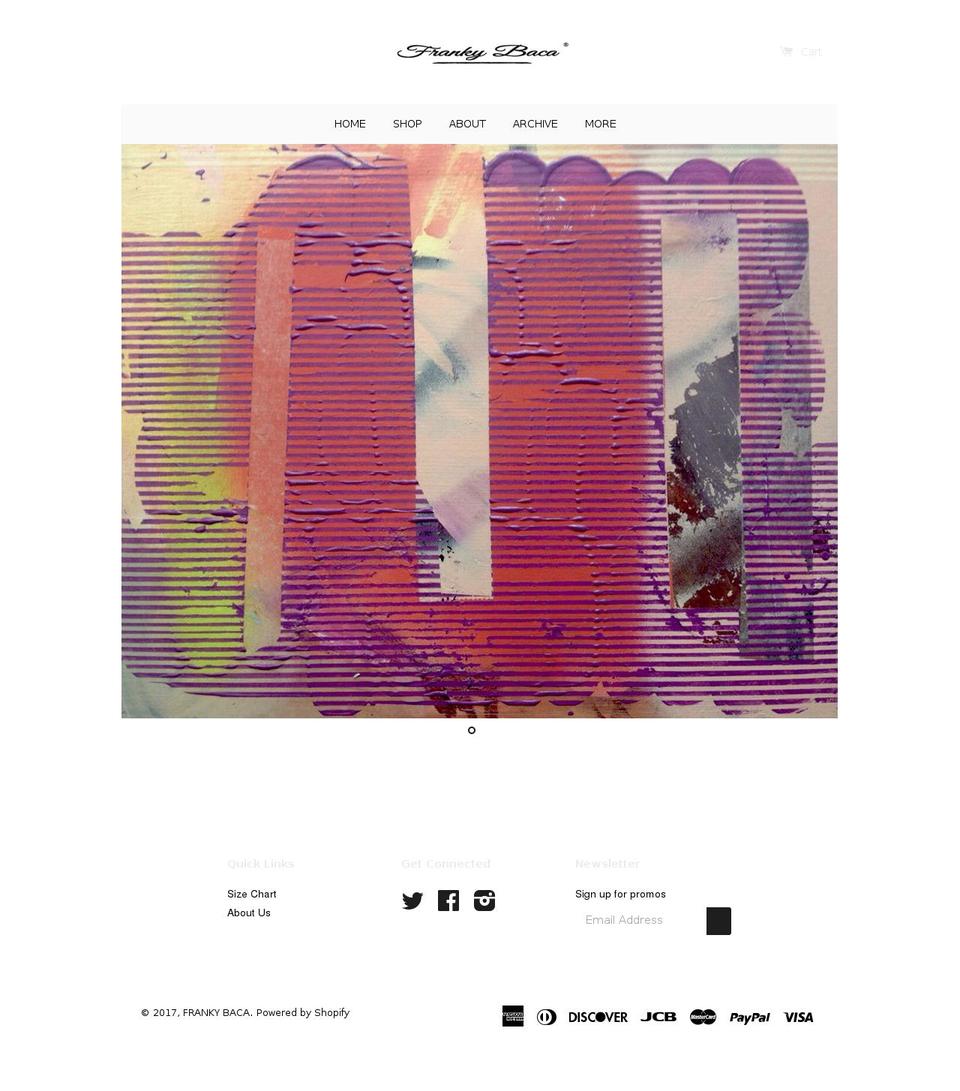 frankybaca.com shopify website screenshot