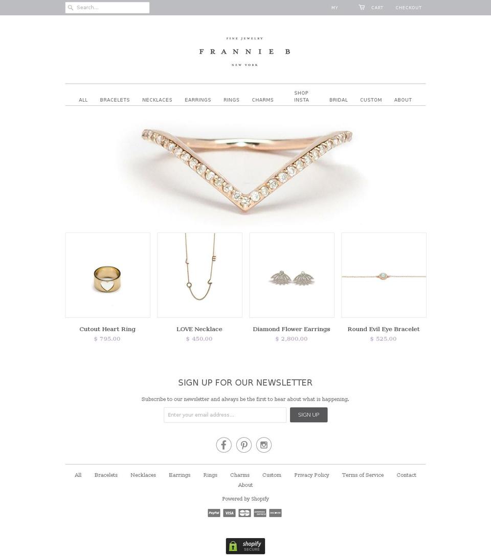 franniebfinejewelry.com — Shopify storefront screenshot