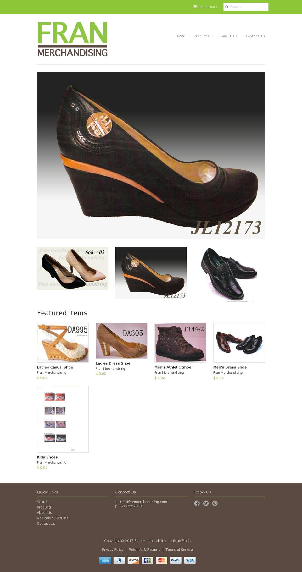 franshoe.com shopify website screenshot
